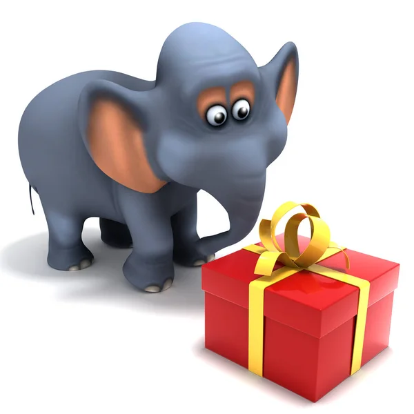 3d éléphant obtient un cadeau — Photo