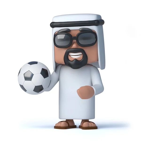 3D Άραβας σεΐχης κατέχει ένα ποδόσφαιρο — Φωτογραφία Αρχείου