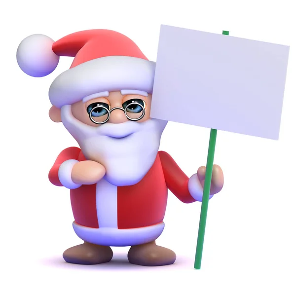 3D Santa innehar en plakett — Stockfoto