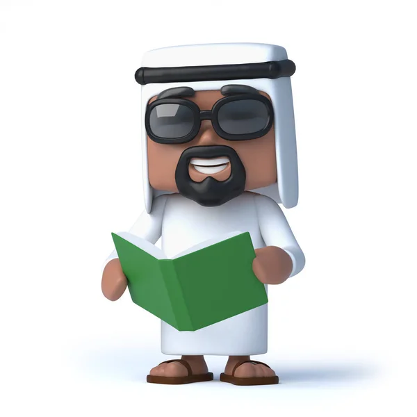3d Arab reads a book — Stock Photo, Image