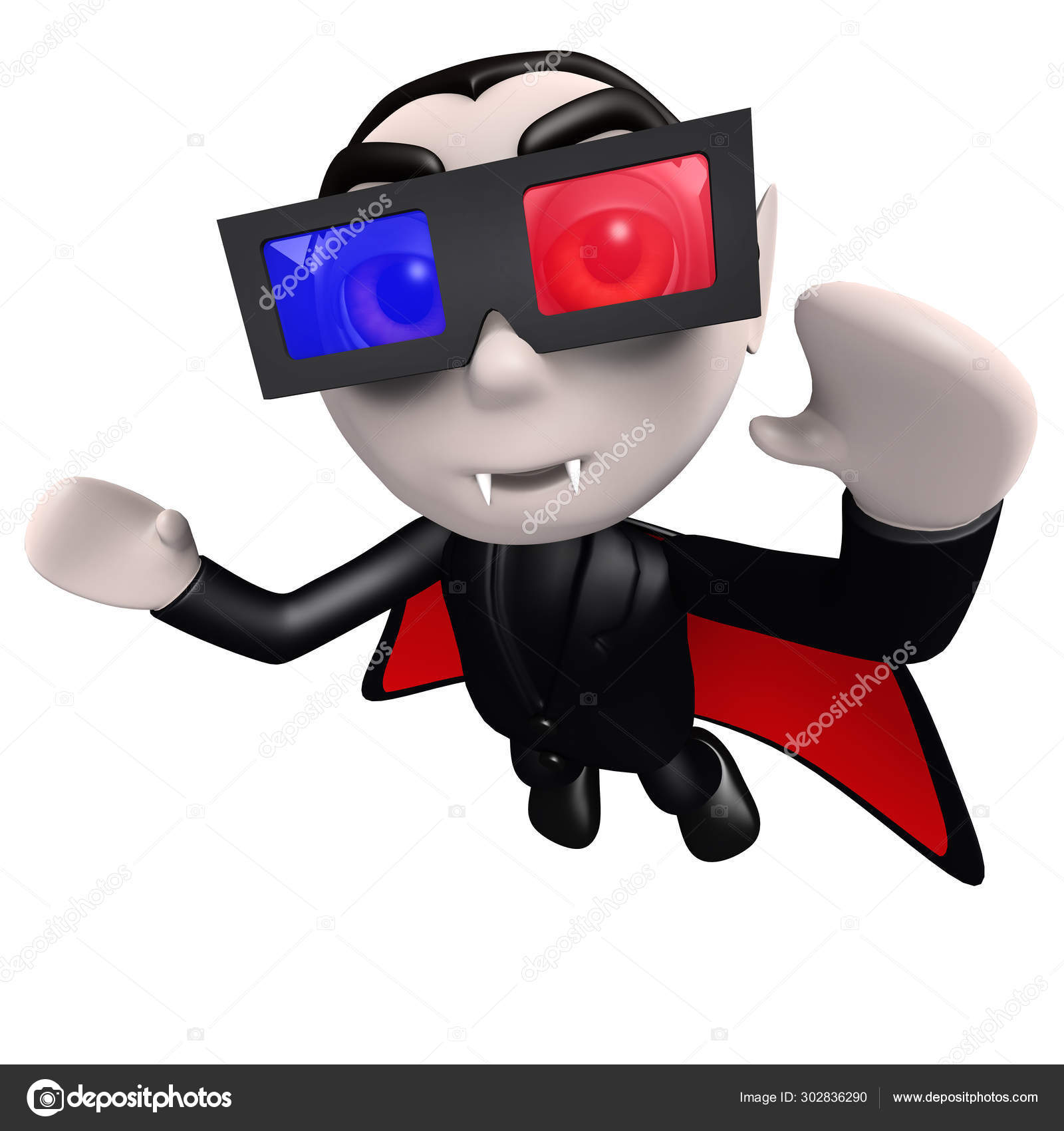 3d Funny Cartoon Vampire Dracula Character Holding a Movie Maker