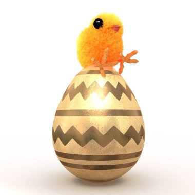 3d Paskalya civciv altın bir yumurta üzerinde oturur
