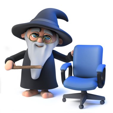 3d Komik çizgi film sihirbazı sihirbaz karakter bir boşluk var