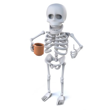 3d İskelet çay güzel bir fincan sahiptir