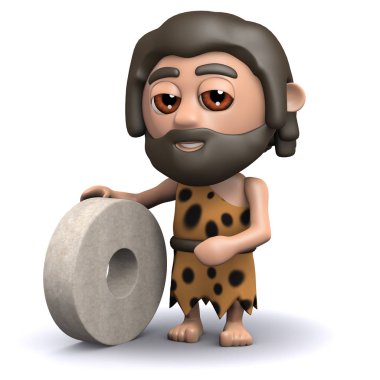 3d Caveman tekerleği icat etti