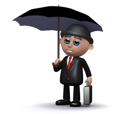 Şemsiyeile 3d İşadamı