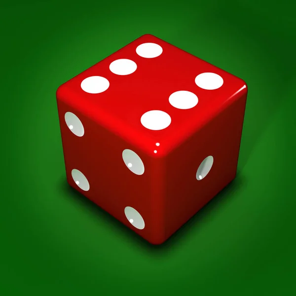 3d Red dice on green background — Stock Photo, Image