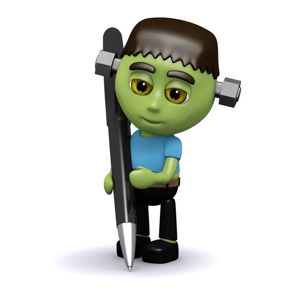 3d frankenstein schreibt einen Brief — Stockfoto