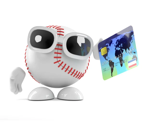 3d beisebol paga com um cartão de débito — Fotografia de Stock