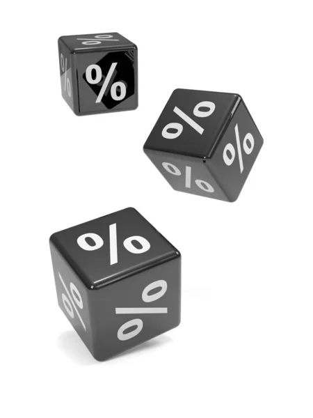 3d Three black percent dice — Stock Photo, Image