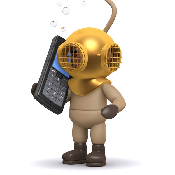 Bir cep telefonu 3d Derin deniz dalgıç sohbetleri