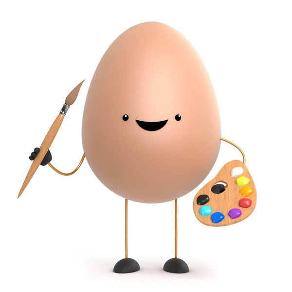 3D roztomilé vajíčko je umělec — Stock fotografie