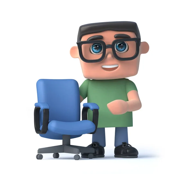Boş bir ofis sandalyesi yanında gözlük 3d Çocuk — Stok fotoğraf