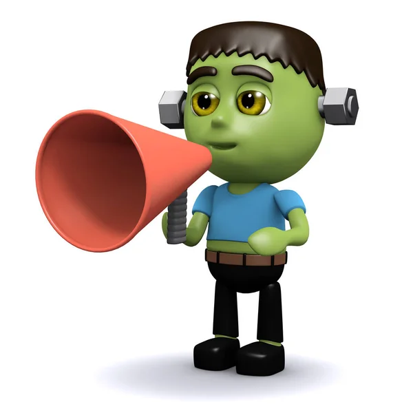 3d Frankenstein with a megaphone — Stock Photo, Image