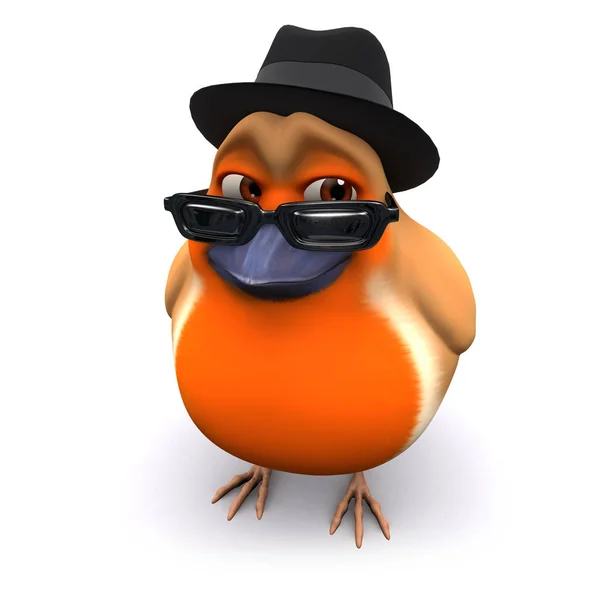 3D säsongens jul Robin bär en Trilby — Stockfoto