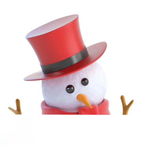 3d Posh snowman looks on — Stock Photo, Image