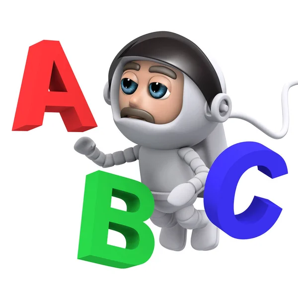 3D 우주 비행사는 알파벳을 배운다 — 스톡 사진