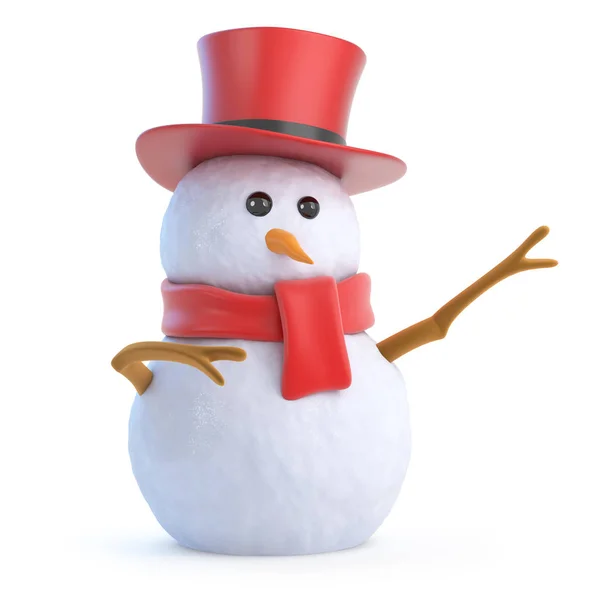 3d Posh snowman points — Stock Photo, Image