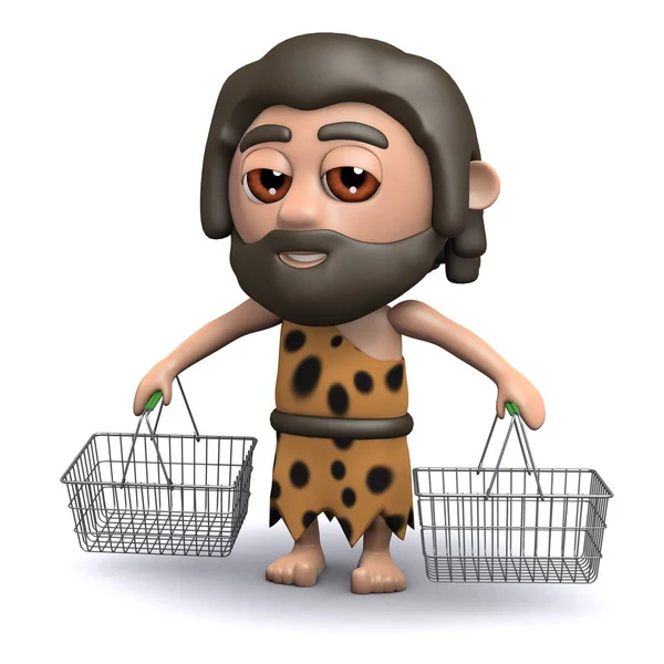 3d Caveman alışveriş — Stok fotoğraf