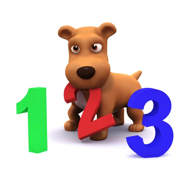 3D valp hund lär sig att räkna — Stockfoto