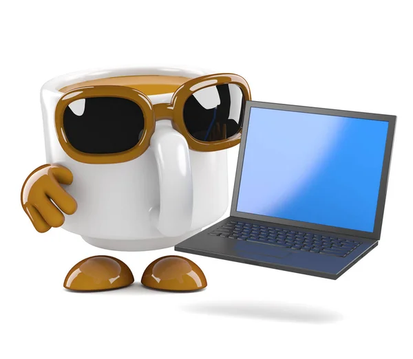 3d copo de café laptop usuário — Fotografia de Stock