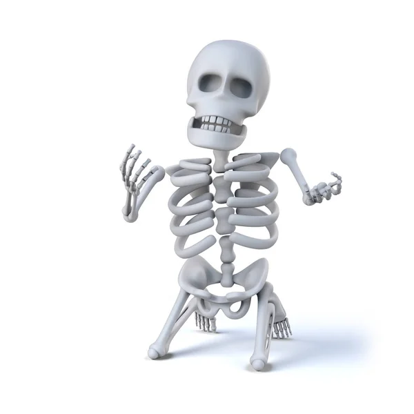 3D Skeleton podnosi na kolanach — Zdjęcie stockowe