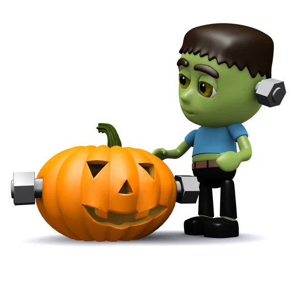 3d Frankenstein Halloween pumpkin — Stock Photo, Image