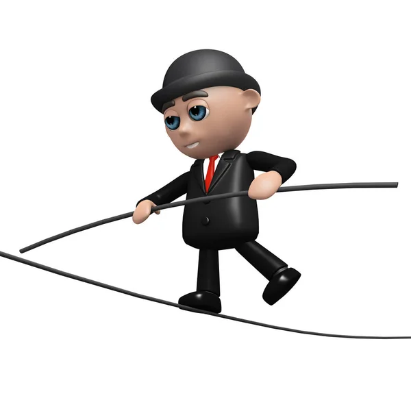3D zakenman houdt zijn evenwicht — Stockfoto