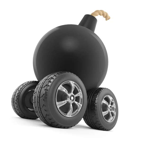 3d Bomb on wheels — Stock Photo, Image