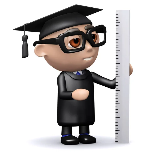 3d medidas de pós-graduação com uma régua — Fotografia de Stock