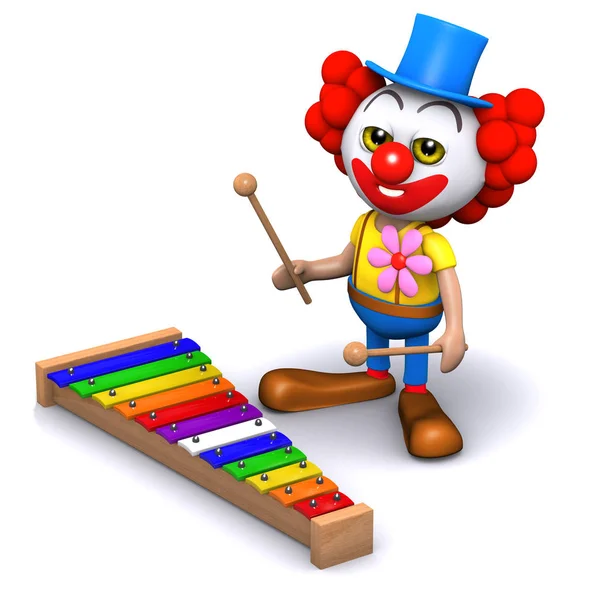 3d клоун играет ксилофон — стоковое фото