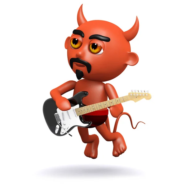 3D ďábel hraje elektrickou kytaru — Stock fotografie