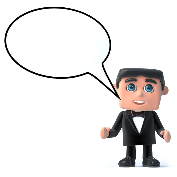 3d Bow tie spy with a speech bubble — Stock Photo, Image