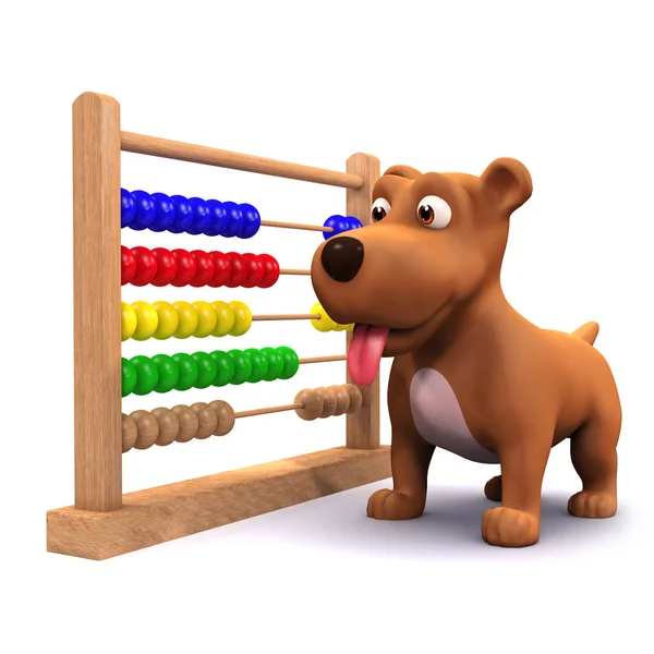 3D kölyök kutya és Abacus — Stock Fotó