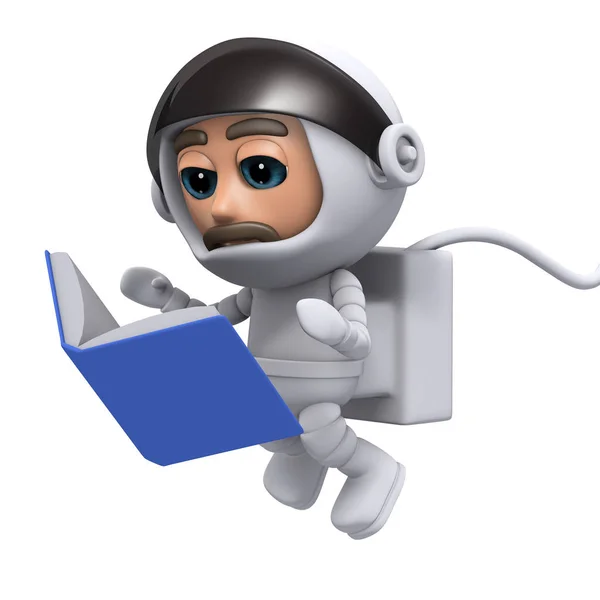 3d Spaceman lê um bom livro — Fotografia de Stock