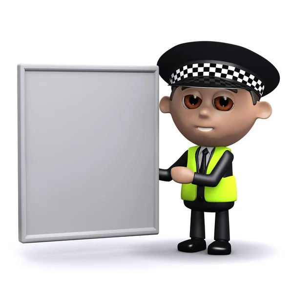 3d Police officer with a blank banner — Stock Photo, Image