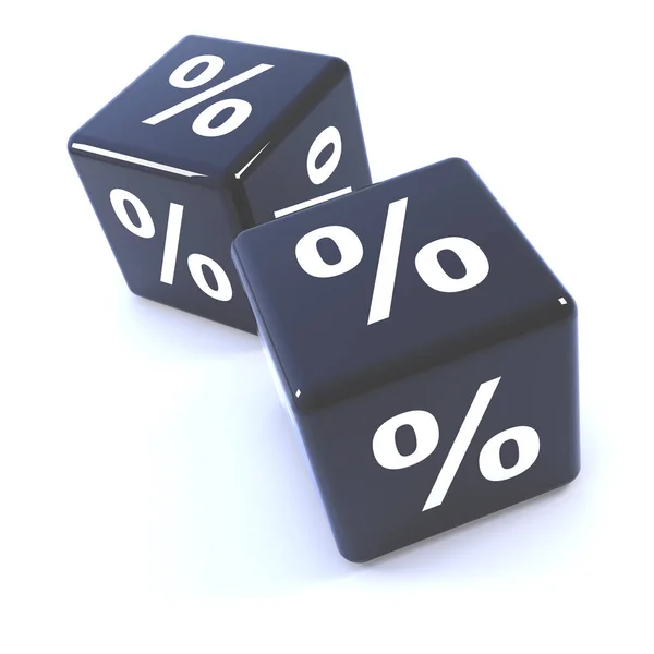 3d Black dice percentage symbols — Stock Photo, Image