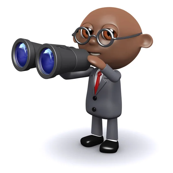 3d African American businessman is searching — Stock Photo, Image