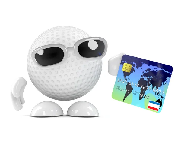 3D Golf Ball betalar med betalkort — Stockfoto