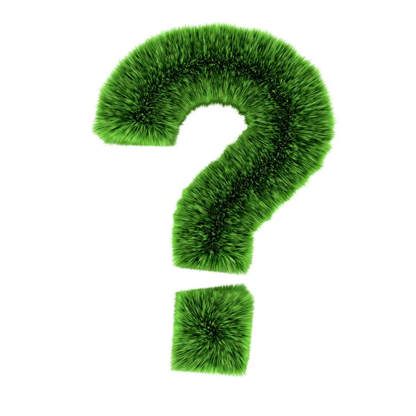 3D zöld fű kérdőjel szimbólum — Stock Fotó
