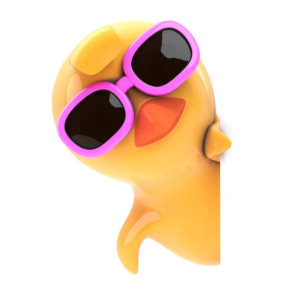 Chick i rosa solglasögon bakom blankutrymme — Stockfoto