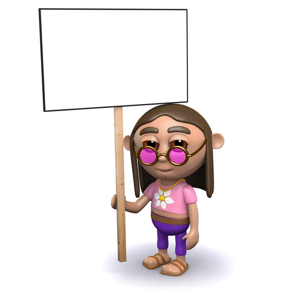 3D hippy protester — Stockfoto