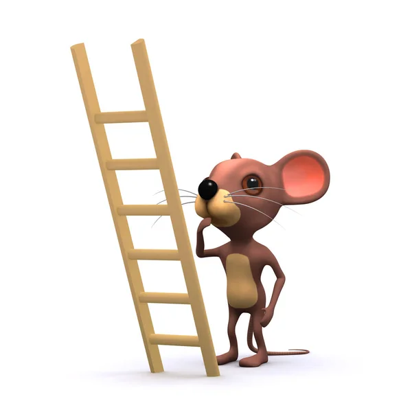 3D-Maus will Leiter erklimmen — Stockfoto