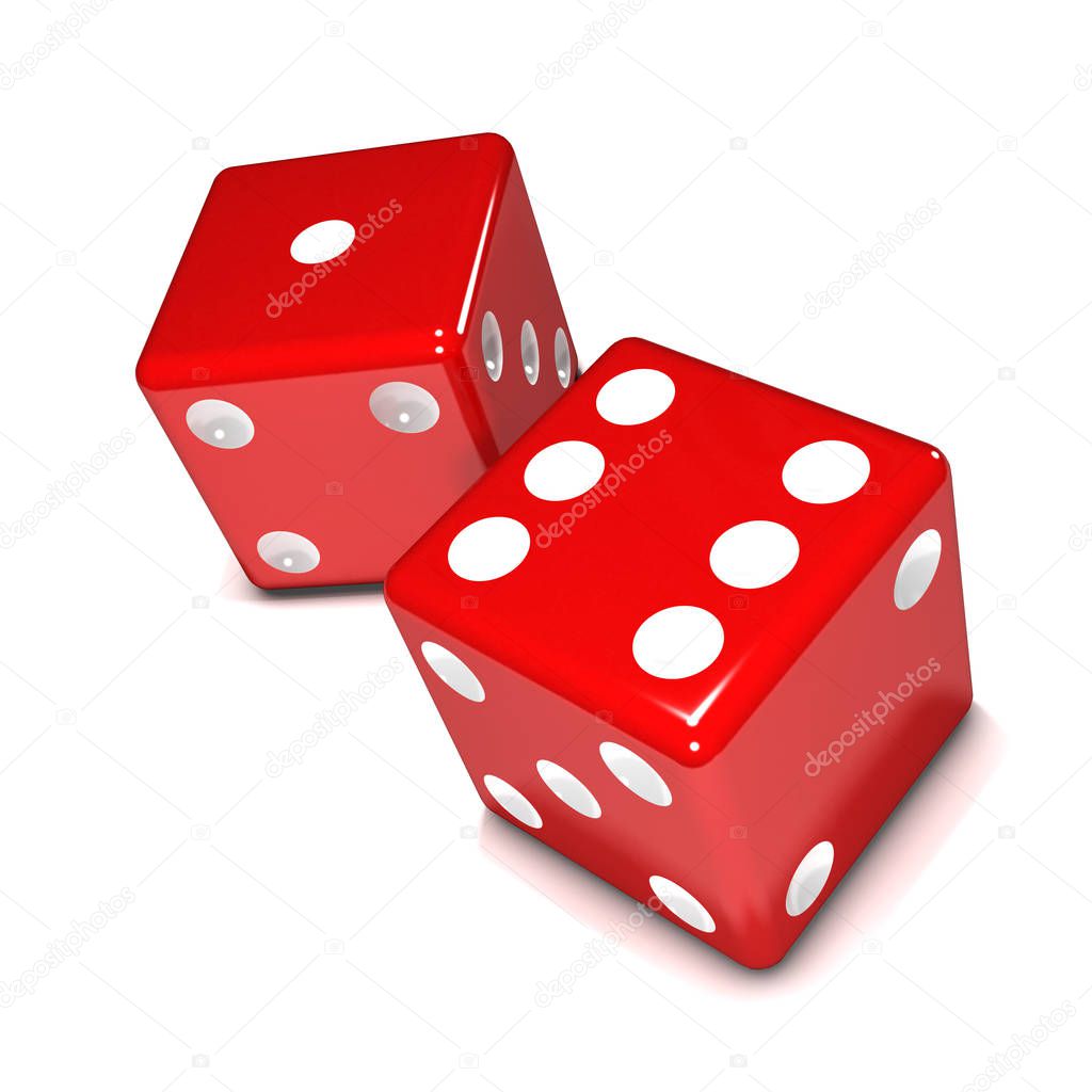 3d Two red dice