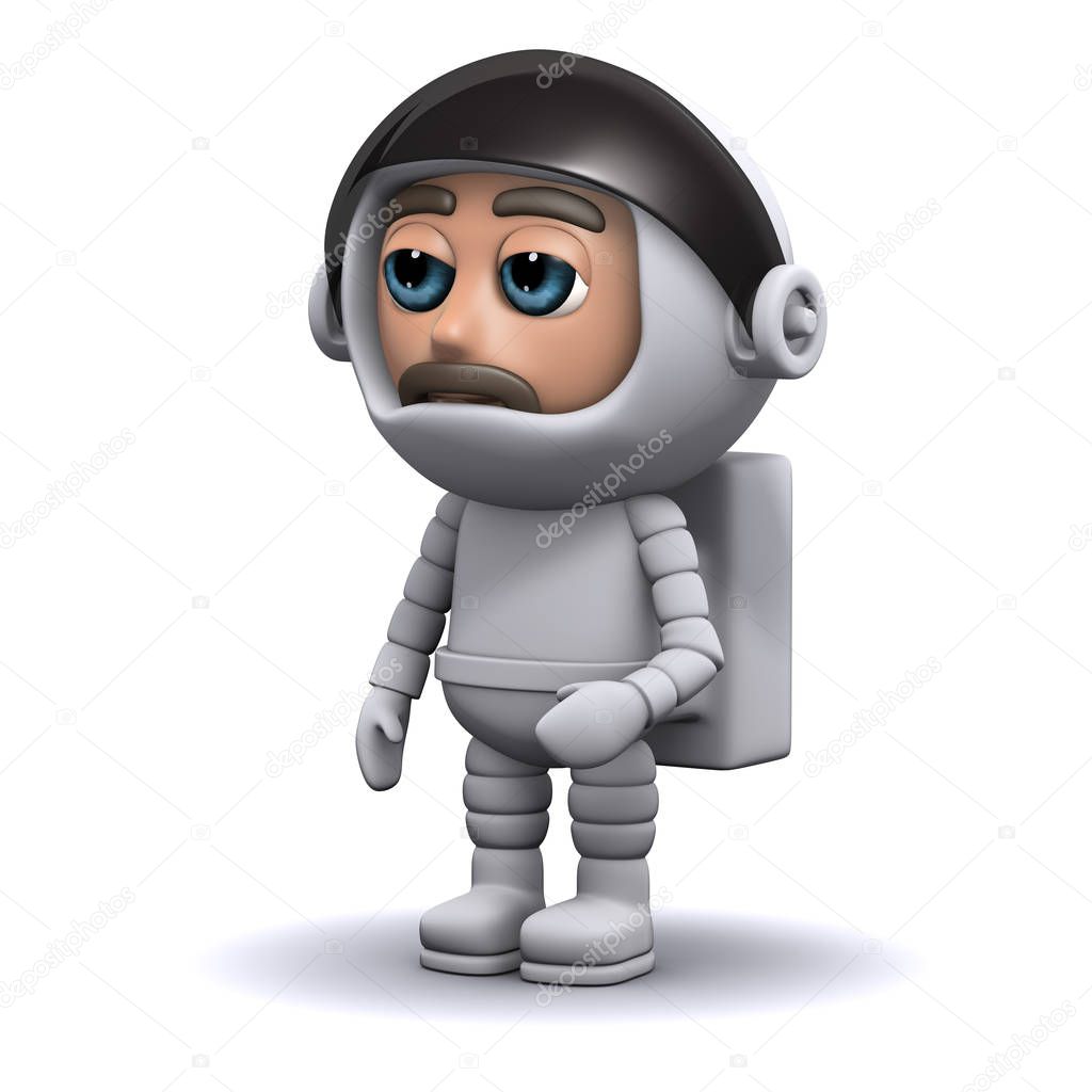 3d Astronaut stands on firm ground