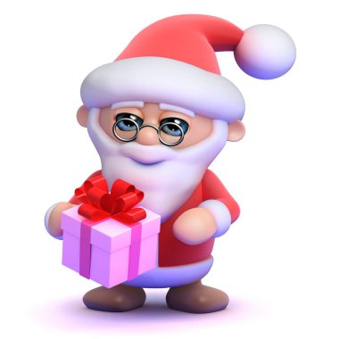Küçük bir hediye ile 3d Noel Baba
