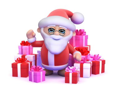 3d Santa Noel hediyeleri ile çevrili
