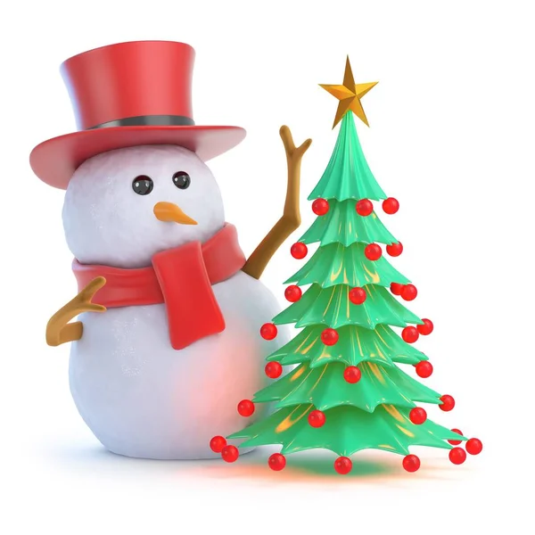 3D σικ χιονάνθρωπος χριστουγεννιάτικο δέντρο — Διανυσματικό Αρχείο