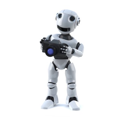 3d Robot bir kamera ile fotoğraf çeker