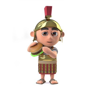 3d Romalı asker bir sığır burger yeme